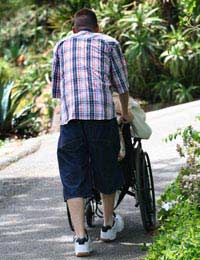 Helping Elderly Reading Shop Health Meal